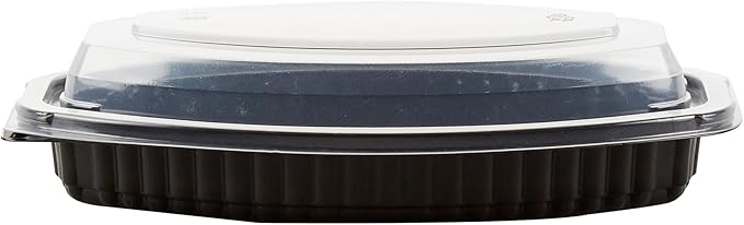 Restaurantware RW Base 12 Ounce Meal Prep Containers, 100 Microwavable To Go Containers With Lids - Disposable, Freezable, Black Plastic Oval Food Containers, Pack Hot And Cold Food, For Takeaway