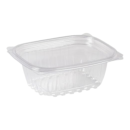 ECO PRODUCTS Compostable 12oz Clear Rectangular Deli Containers With Lids, Pack of 100, Meal Prep, Made from PLA Plastic, A Renewable Material Made from Plants, One Lid For All