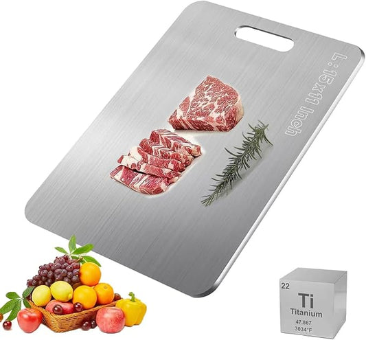 Titanium Cutting Boards for Kitchen, 100% Pure Titanium Cutting Board, Double-Sided Food-Grade Cutting Boards Non Toxic, Hygiene and Durability, Easy to Clean, Fruits And Vegetables（15L*11W）