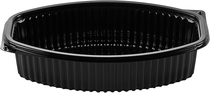 Restaurantware RW Base 32 Ounce Meal Prep Containers, 100 Microwavable To Go Containers With Lids - Disposable, Freezable, Black Plastic Oval Food Containers, Pack Hot And Cold Food, For Takeaway