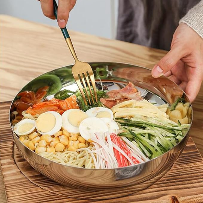 75oz Stainless Steel Mixing Bowls - 9.4 inch Large Metal Serving Bowl, Non-Slip Silver Decorative Bowl for Salad, Pasta, Soup, Fruit, Dishwasher Safe