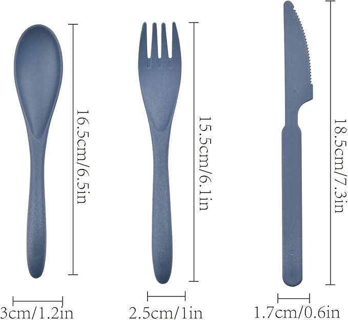 Knives Spoons and Forks Set, Wheat Straw Cutlery Set, Reusable Flatware Set for 5, Utensils for Party, Travel, Work, Picnic, Camping or Daily Use (Style4)