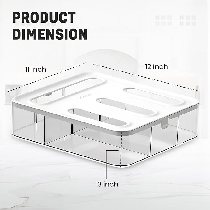 Food Storage Bag Organizer, 4 Slot Plastic Sandwich Bag Organizer for Kitchen Storage, Baggie Organizer for Drawer with Labels Included, Gallon, Quart, Sandwich, Snack, and Slider Bags