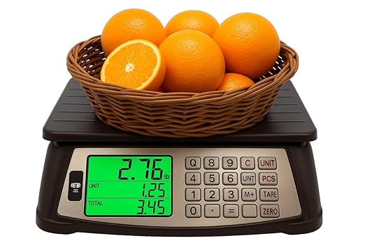 Price Computing Scale Commercial Counting Function Digital Food Scale Industrial Kitchen Waterproof Platform Stainless Steel Keys Rechargeable Portable Meat Produce Grocery Farmers Market Deli