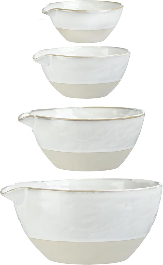 Creative Co-Op Stoneware White Batter Bowls (Set of 4)