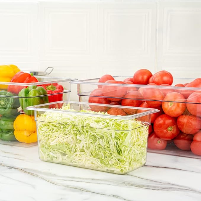 Restaurantware Met Lux 1/3 Size Food Storage Container 1 6 Inch Deep Proofing Box - Rectangle Graduated Measurements Clear Plastic Food Grade Storage Container Dishwashable Lids Sold Separately
