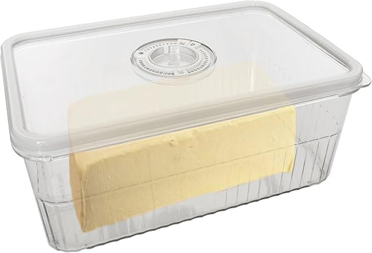Cheese Container Airtight with Time Recording - Cheese Storage Container for Fridge Cream Cheese Sliced Cheese Cheddar Container with Lid Cheese Saver