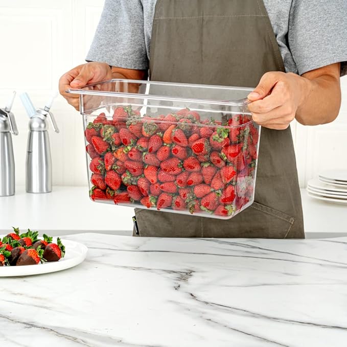 Restaurantware Met Lux 1/3 Size Food Storage Container 1 8-Inch Deep Proofing Box - Rectangle Graduated Measurements Clear Plastic Food Grade Storage Container Dishwashable Lid Sold Separately