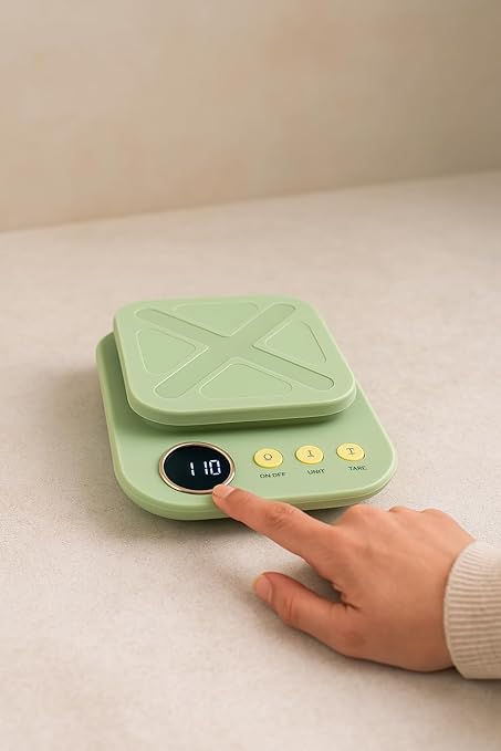 NAVE Digital Kitchen Scale – 5kg/11lb Capacity, USB Rechargeable, High Precision 0.2g, LCD Display, Tare Function, Gram/Ounce/Milliliter Units, Auto-Off – for Cooking & Baking
