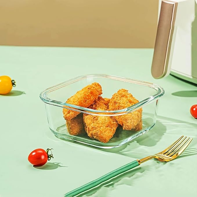 16PC Square Glass Storage Containers With Lids, 2 Cup Glass Food Containers With Lids, Square Meal Prep Bowls, Small Food Bowls For Soup Snack Fruit, Microwave, Dishwasher, Freezer Safe