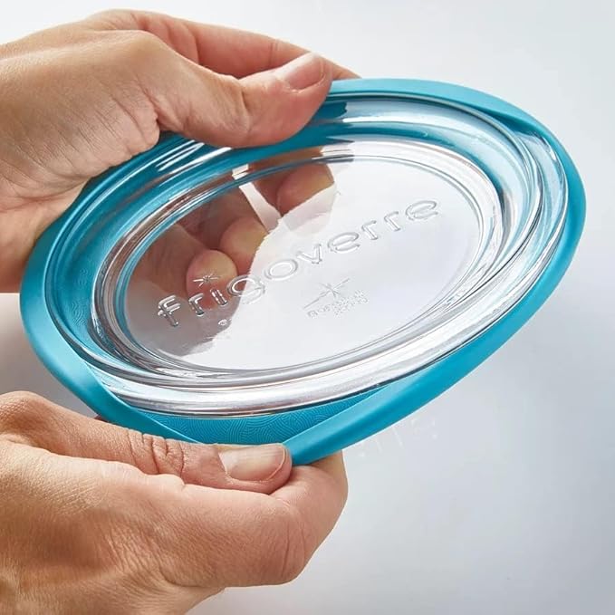 Bormioli Rocco Frigoverre Future Glass Kitchen Storage Containers, Set of 4-25.25 oz & 14.25 oz Food Jars with Lids - Airtight Glass Containers for Pantry Organization, Lunch, Meal Portioning