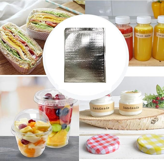 Insulated Easy Zip Lock Resealable Aluminum Sandwich Bag with ice pack - Reusable Thermal Snack Bento Camping Picnic Hot & Cold Pouch (5P, 10 inch x 13 inch)