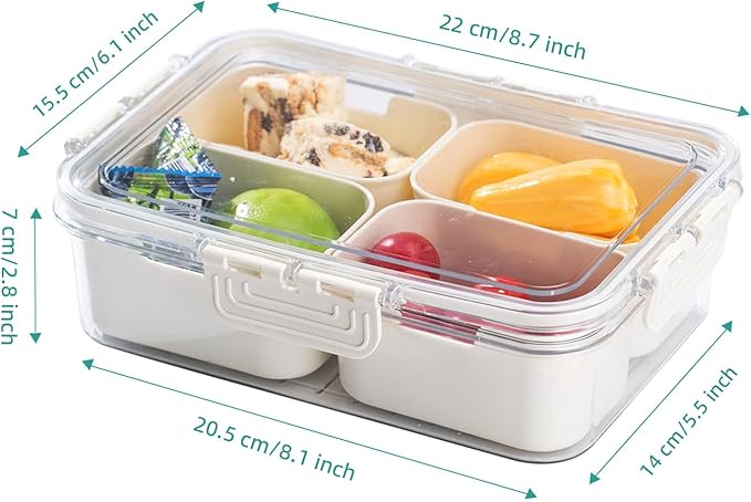 Divided Serving Tray with Lid-Snackle Box Charcuterie Container for Portable Snack Platters-Clear Organizer for Candy, lunch bento box,Perfect for Party,Travel(4 Compartments*2)