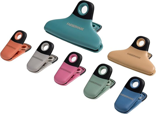 FARBERWARE Professional 7 Piece Bag Clip Set Durable, Versatile, and Stylish Desert Skies Colors