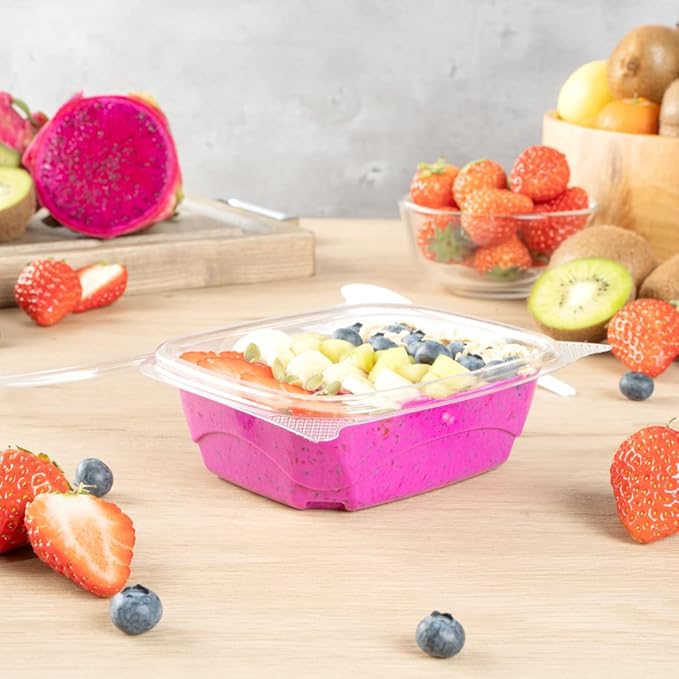 Restaurantware Thermo Tek 12 Ounce Deli Food Containers 100 Anti-Fog Hinged Lid Containers - Freezable Rectangle Clear Plastic To Go Food Containers Disposable
