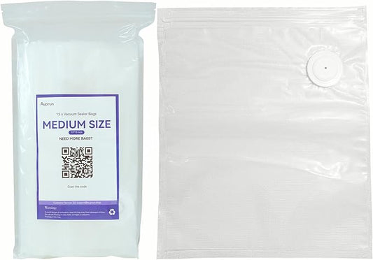 Reusable Vacuum Sealer Freezer Bags for Food Storage and Preservation, 10”x13” M size(15 Packs), Great for Leftover Save, Meal Prep, Sous Vide Cook, Outdoor BBQ. BPA Free, Dishwasher Safe Microwavable