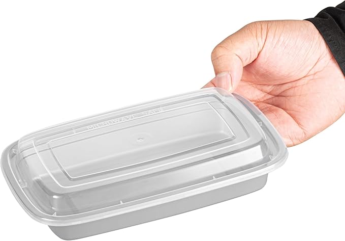 Restaurantware Asporto 16 Ounce Take Out Containers, 100 Food Containers With Lids - Microwavable, Disposable, Silver Plastic To Go Food Containers, No BPA, For Take Out And Delivery