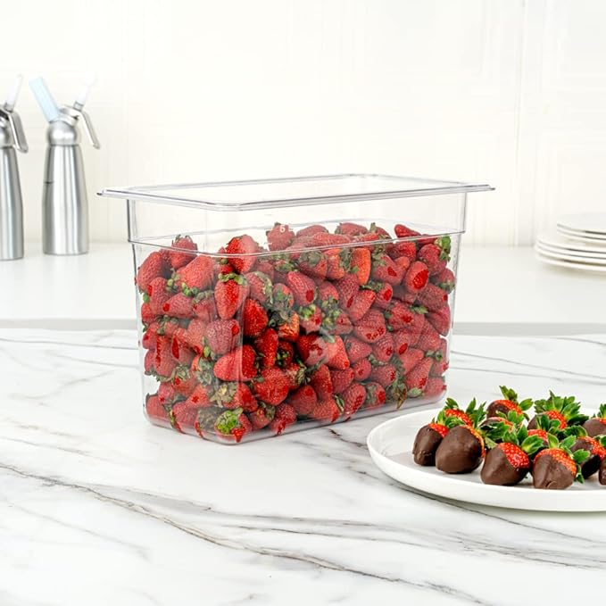 Restaurantware-1/3 Size Food Storage Containers, 10 8 Inch Deep Proofing Boxes - Rectangle, Graduated Measurements, Clear Plastic Food Grade Storage Containers, Dishwashable, Lids Sold Separately