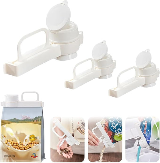 Food Bag Clips With Pour Spout, Food Storage Sealing Clips With Pour Spouts, Snack Clips for Bag With Handle, suitable for small particle food, flour, grains, rice, coffee and other food bags (4pcs)