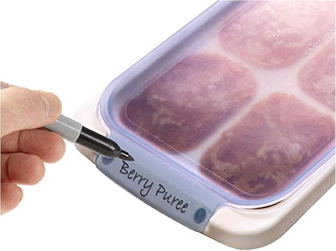 Prepworks from Progressive PrepWorks PKS-735 Dishwasher Safe Half Cup 6 Serving Leftover Soup & Food Storage Freezer Pod Tray with Silicone Lid, Blue & White