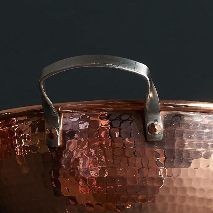 Sertodo Copper Mixing Bowl | 2.5 quart capacity, 10-inch diameter | Ergonomic Stainless Steel handle | 100% Pure Copper, Heavy Gauge, Hand Hammered | Whip Eggs Whites to Perfection | NOT for Salads