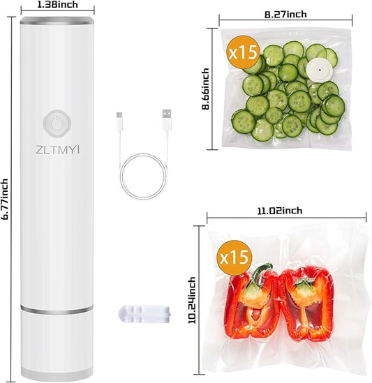 Handheld Vacuum Sealer for Food,Compact Vacuum Sealer Machine Portable Rechargeable and Wireless,Include 30 Reusable Vacuum Sealer Bags Ideal for Preservation Fresh,Sous-Vide,Meal Prep,Food Storage.