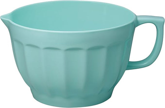 UPware Latte Style Melamine Batter Bowl with Pour Spout, Handle and Non-Slip Base, Grip Handle for Easy Mix and Pour, Home Essentials Cooking and Baking Tools, 4.3 quart, 11.5 x 8.75 Inch, Blue
