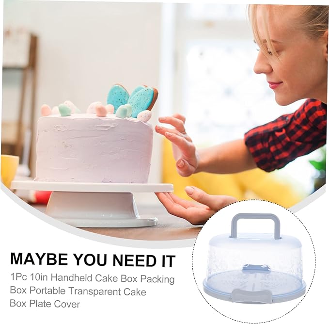 1pc Cake Box Organizer with Lid Clear Display Box Serving Tray Round Cake Saver with Locking Lid Plastic Cake Container Bakery Take Out Box Cake Box Container Food Packing Boxes