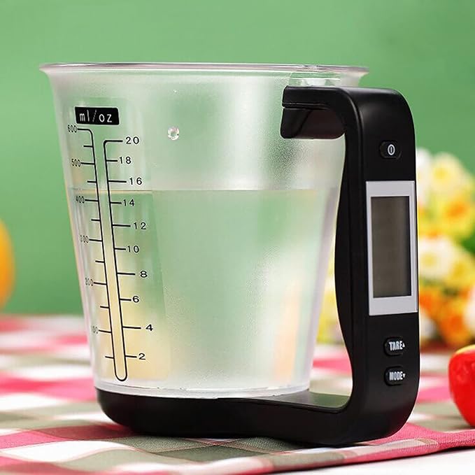 1Pcs Digital kitchen Electronic Measuring Cup Scale Household Jug Scales with LCD Display Temp Measurement 16x12.5x13.5cm (black)