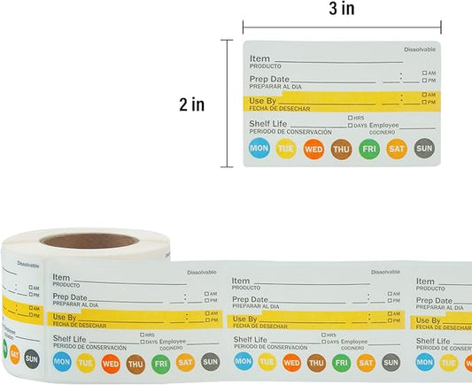 L LIKED Dissolvable Label Shelf Life for Food Rotation Use by Stickers 2 x 3 Inch Roll of 250 Labels