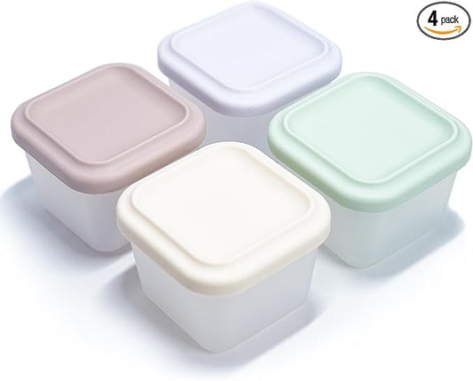 4 Pack Small Silicone Snack Containers with Lids 5 oz Reusable Food Storage Containers Bento Lunch Snack Pots for Adults & Kids Meal Prep Containers BPA Free