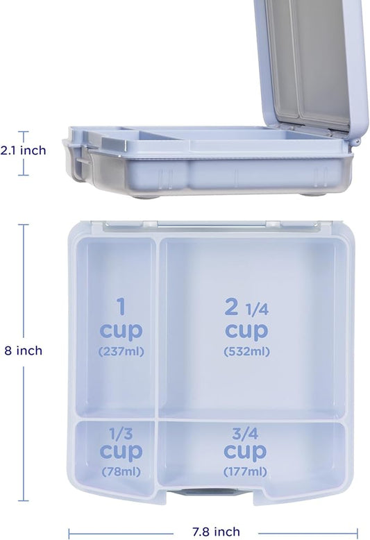 Ubbi Bento Lunch Box for Kids with 4 Compartments, BPA-Free, Leakproof, Dishwasher Safe, Food-Safe Material, Portion-Controlled Lunch Container, Kids Summer Camp, Cloudy Blue