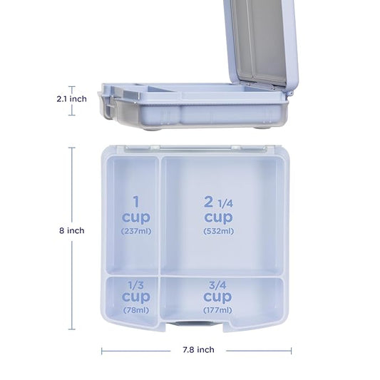 Ubbi Bento Lunch Box for Kids with 4 Compartments, BPA-Free, Leakproof, Dishwasher Safe, Food-Safe Material, Portion-Controlled Lunch Container, Kids Summer Camp, Cloudy Blue
