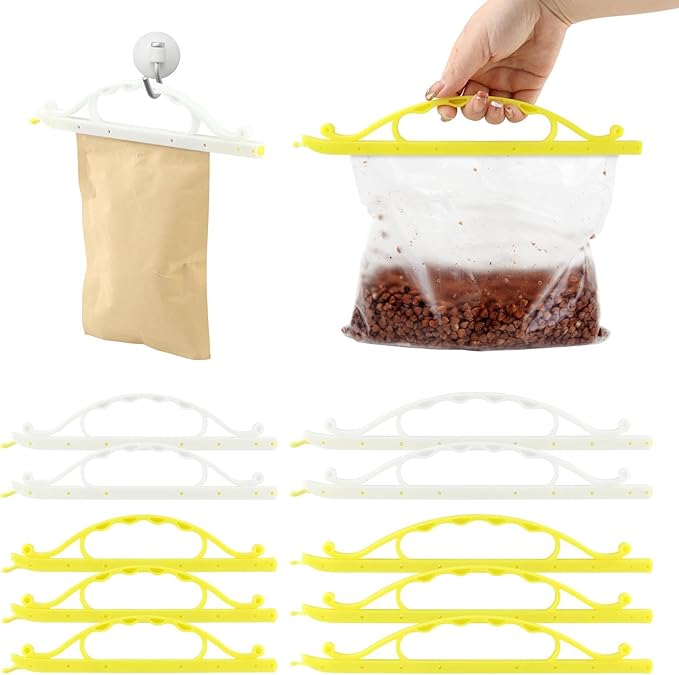 Food Bag Sealing Clips, Curved Design Bread Clip Large Size Chip Clips for Snack Coffee Bag Food Packages,10pcs, 2 Sizes(Yellow, White)