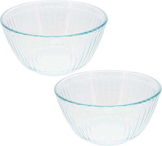 Pyrex 7402 6-Cup Sculpted Glass Mixing Bowls (2-Pack)