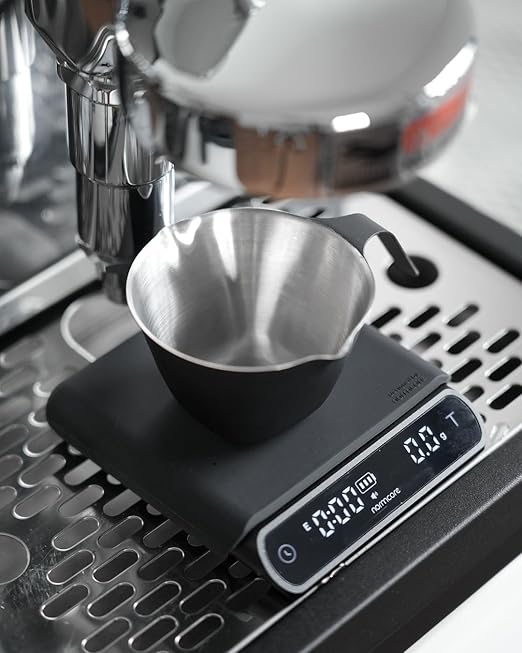 Normcore Pocket Coffee Scale V3, Pour Over Drip Espresso Scale, Barista Scale with Timer, Anodized Aluminum Body with Back-Lit LCD Display, Black