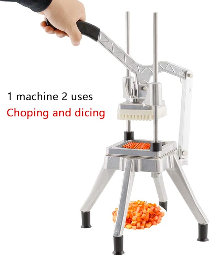 Vegetable Dicer Quick Slicer Machine, 1/2"+1/4"+3/8" Blade, S-Steel French Fry Maker Onion Pepper Potato Mushrooms chopper