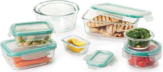 OXO Good Grips 3.5 Cup Smart Seal Glass Rectangle Food Storage Container, Clear (Pack of 2)