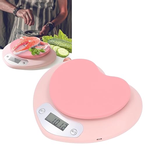 Digital Kitchen Scale 1g Accuracy 5kg Heart Shape Rechargeable Food Scale for Cooking Baking