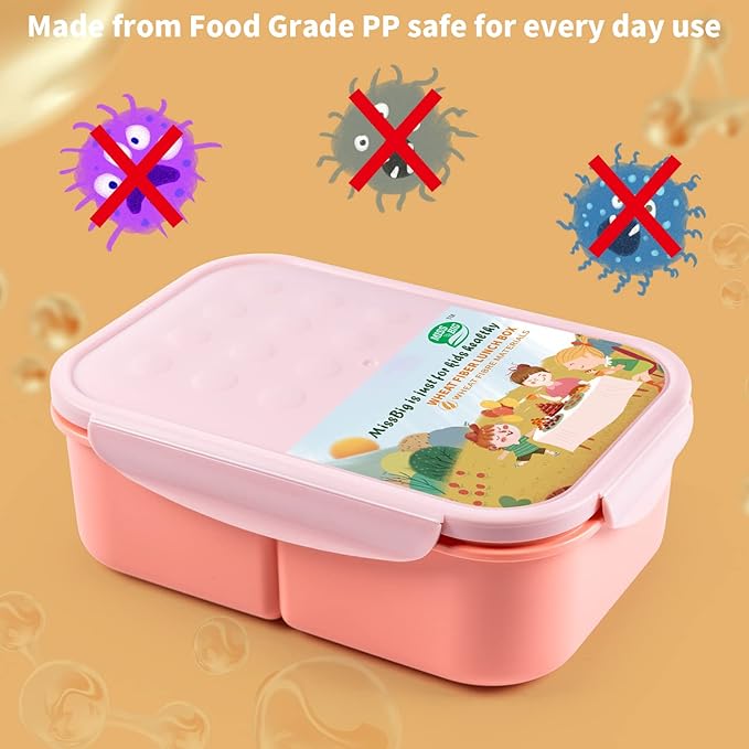 MISS BIG® Bento Box,Bento Box Adult,Lunch Box,Ideal Leak Proof Lunch Containers,No BPAs and No Chemical Dyes Bento Lunch Box,Dishwasher and Microwave Safe Lunch Containers for Adults(1900ml Pink)