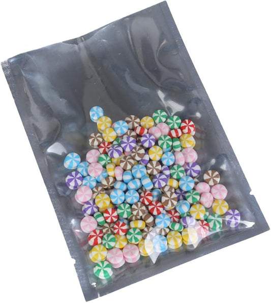 QQ Studio 100 PCS Metallic Mylar Foil Open Top Sealable Bags (10x15cm(3.9x5.9"), Clear & Silver)