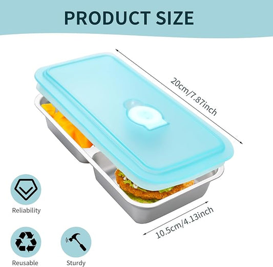 8 Pcs Stainless Steel Bento Box with Silicone Lids 30 oz Leakproof Food Storage Containers Metal Divided Lunch Box for Dishwasher for Meal Prep