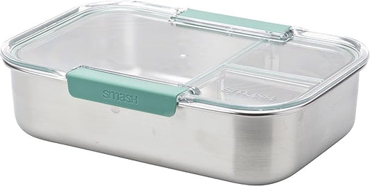 Microwave Safe Stainless Steel 3 Compartment Bento Lunch Box, 44oz