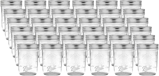 Ball Regular Mouth Glass Mason Jars with Lids and Bands, Used for Canning (Half Pint, 8 Ounce (Pack of 36))
