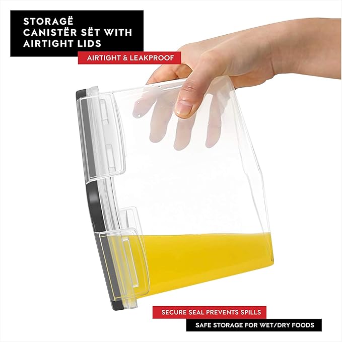 DWËLLZA KITCHEN Airtight Food Storage Container Set - 4 Pieces 3.6L - Plastic BPA Free Kitchen Pantry Storage Containers - Dishwasher Safe - Include 8 Labels and Marker - Keeps Food Fresh & Dry