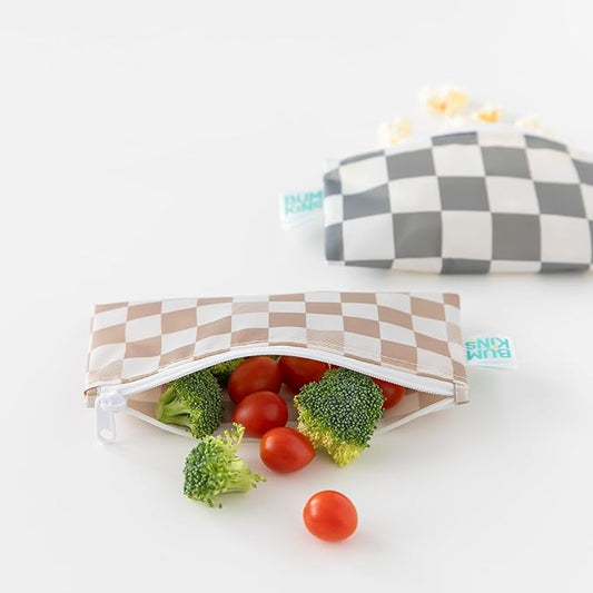 Bumkins Snack & Sandwich Bags, Beige Check & Palm Trees