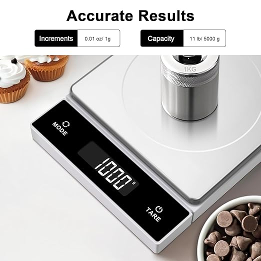 THINKSCALE Digital Kitchen Scale, 11-Pound Stainless Steel Food Scale with Pull-Out Display, 1g/0.01oz Precision for Baking, Cooking, Meal Prep, 6-Unit Conversion