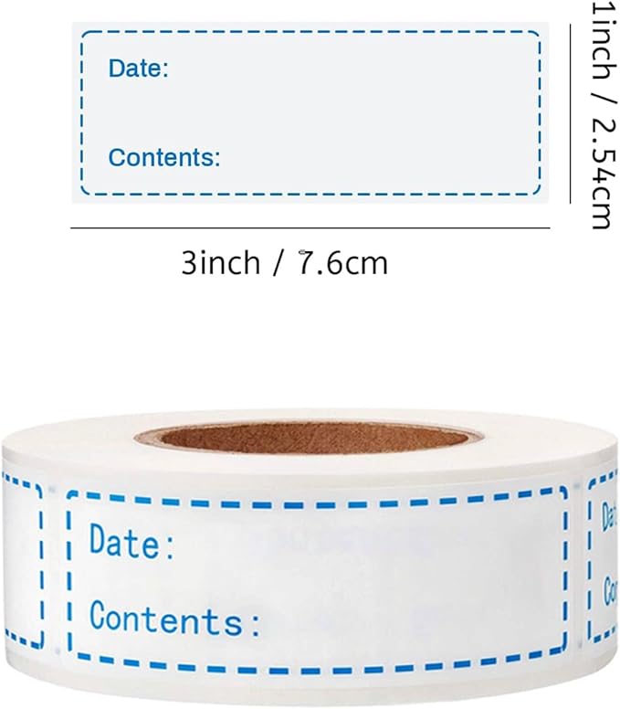 250PCS Freezer Labels, 1x3 Inch Food Storage Stickers for Containers Refrigerator Freezer Paper Label Self-Adhesive Kitchen Date Labels Easy to Write on and Clean (Blue red)