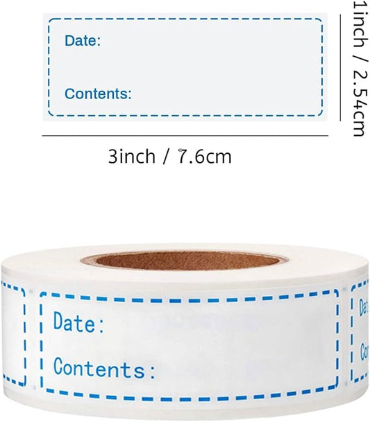250PCS Freezer Labels, 1x3 Inch Food Storage Stickers for Containers Refrigerator Freezer Paper Label Self-Adhesive Kitchen Date Labels Easy to Write on and Clean (Blue red)
