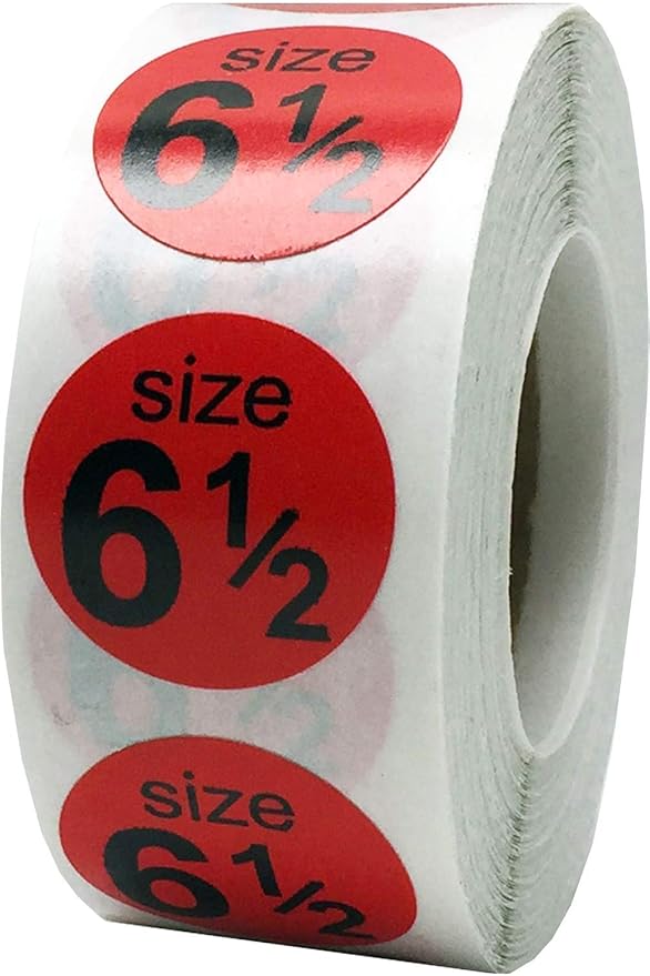 Shoe Size 6 1/2 Red Stickers for Retail Clothing – 3/4 Inch Round, 500 Semi-Gloss Adhesive Labels Per Roll for Footwear Inventory, Organization, and Display – Made in The USA